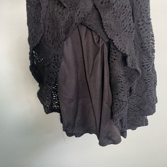 Kendall & Kylie Black Fit and Flare Keyhole Goth Lace Overlay Dress SZ M - Picture 9 of 10